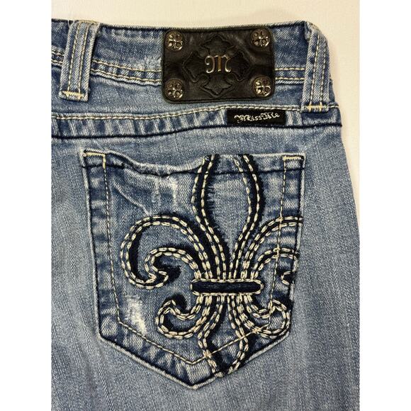 Miss Me Women's JP4369-2R Distressed Bootcut Blue Denim Jeans - Size 31x31 - Picture 1 of 6